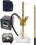 Shisha Pan Faster (TITANIUM) 503 – Pack of Fester (Fire Pit + Heating System + Silicone Hose + 1 kg Carbon BlackCoco's + GC Lighter Plate + Bag (Gold)