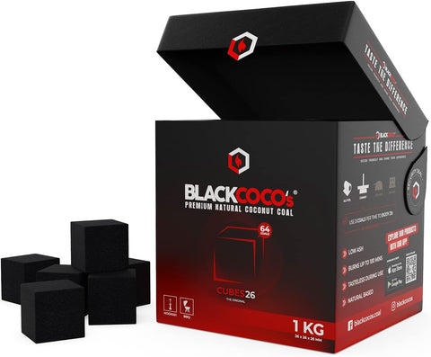 BLACKCOCO's - 1 kg de charbon de Shisha de qualité supérieure Charbon de noix de coco naturel et barbecue